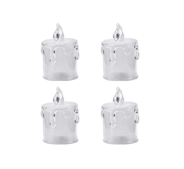 Imagem de Jogo 4 Mini Velas Eletrônica Transparente  Branco Quente 6cm