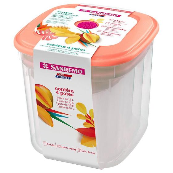 Imagem de Jogo 4 Potes Herméticos 1000 ml /1700 ml / 3200 ml / 5100ml