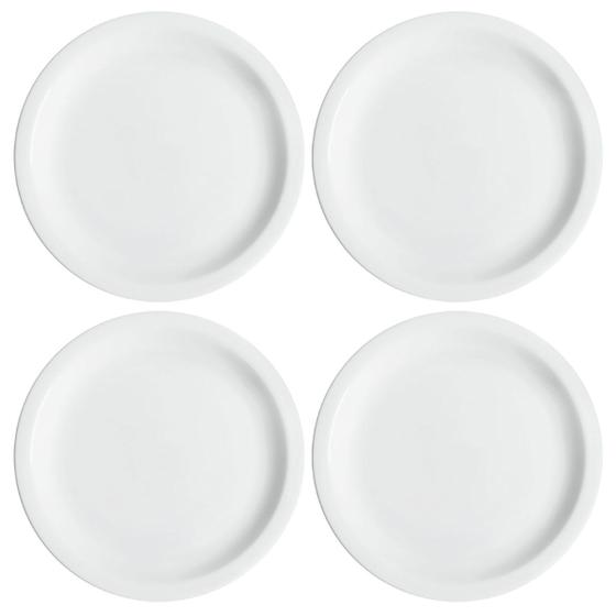 Imagem de Jogo 4 Pratos Rasos de Porcelana 25,5cm Classe Única Iguaçu Germer Branco