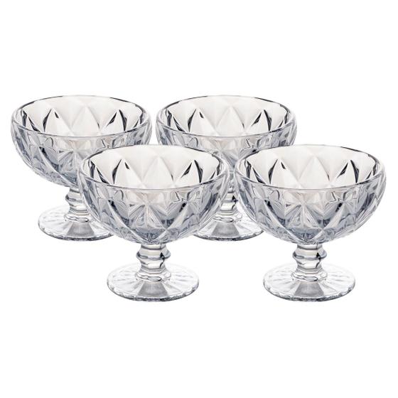 Imagem de Jogo 4 Taças Diamante para Sobremesa 335mL Transparente
