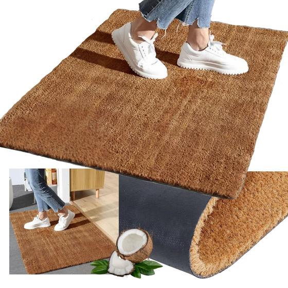 Imagem de Jogo 4 Tapetes Capachos 60x30 Fibra Coco Porta Entrada Uso Interno Externo Comercial Casa Decoração