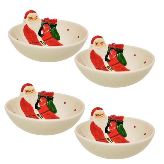 Imagem de Jogo 4 Tigelas Bowl Cerâmica Natal Papai Noel 13cm 250ml - Master Christmas