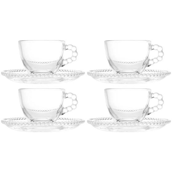 Jogo 4 Xícaras 100ml para Café de Cristal Transparente com Pires Pearl Wolff Menor preço em Jogo 4 Xícaras 100ml para Café de Cristal Transparente com Pires Pearl Wolff