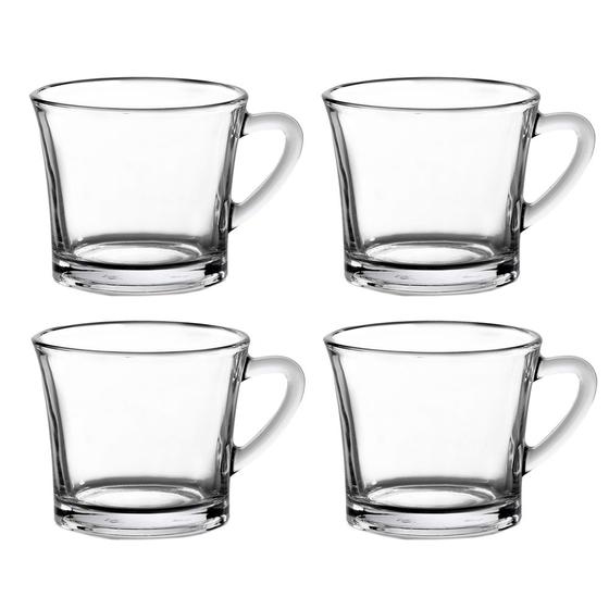 Imagem de Jogo 4 Xícaras Café Chá Vidro Vintage 180ml Transparente