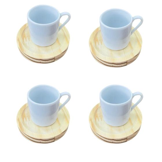 Imagem de Jogo 4 xícaras café tradicional 55ml - Base Reta - Porcelana