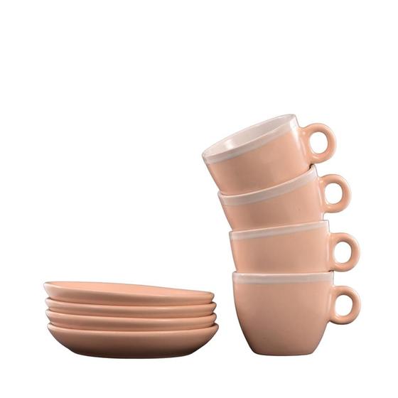 Imagem de Jogo 4 Xicaras de Café ou Chá com Pires 90ml Tons Terrosos