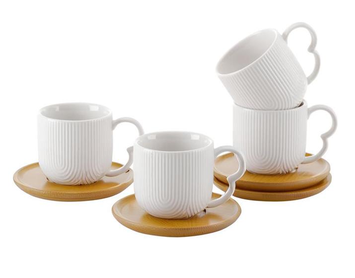 Imagem de Jogo 4 Xicaras De Café Porcelana com Pires Bambu 90ml Oásis