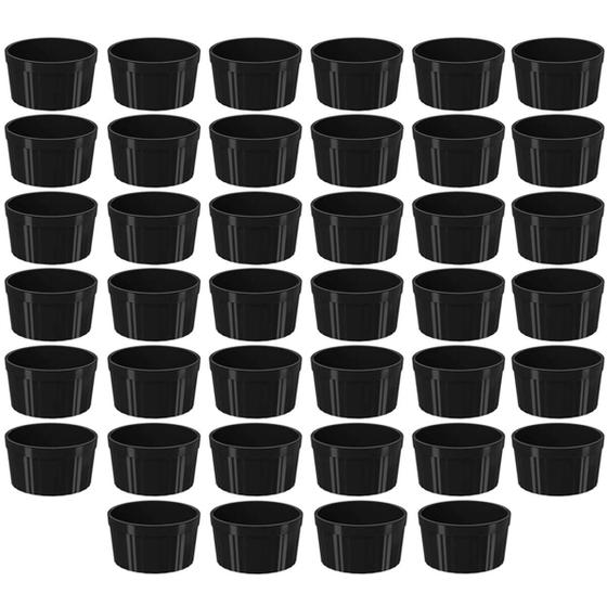 Imagem de Jogo 40 Potinhos de Molho Ramekim para Servir Petiscos 150ml Ramequim Preto Coza