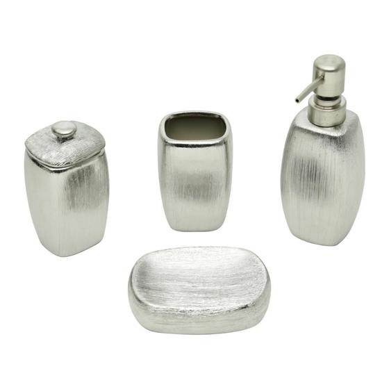 Imagem de Jogo 4pc p/banheiro de cerâmica lux silver