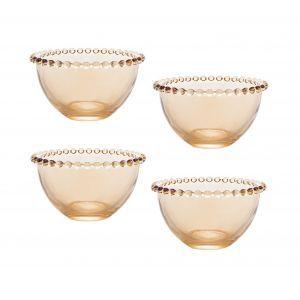 Imagem de Jogo 4x Peças Bowls Cristal Pearl Ambar 14cm Wolff 28229