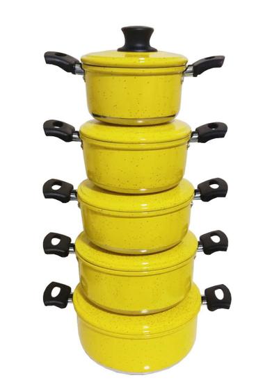 Imagem de Jogo 5 Panelas Alumínio Grosso Amarelas Pigmentadas Belmar