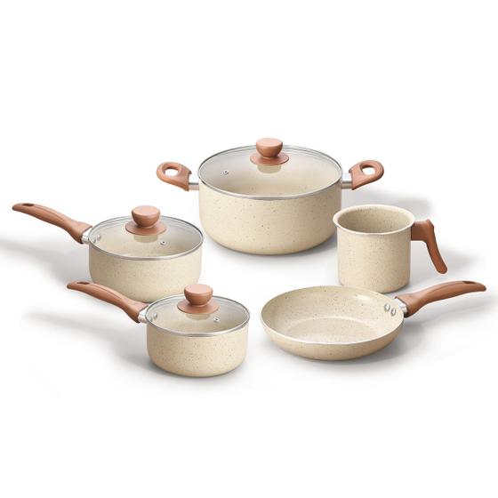 jogo 5 panelas antiaderentes de ceramica e aluminio bege - Oikos Menor preço em jogo 5 panelas antiaderentes de ceramica e aluminio bege - Oikos