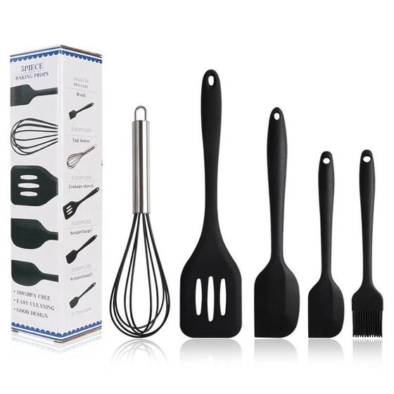 Jogo 5 Peças Utensílios De Silicone Espátulas Pincel Fouet Menor preço em Jogo 5 Peças Utensílios De Silicone Espátulas Pincel Fouet