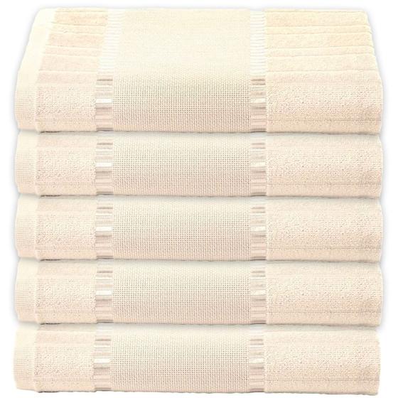 Imagem de Jogo 5 Toalhas de Rosto Algodão Macio Resistente Bordar Lavabo Banheiro Secagem Rápida Absorventec