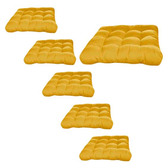 Jogo 6 assentos para cadeira futton 40x40 mostarda Menor preço em Jogo 6 assentos para cadeira futton 40x40 mostarda