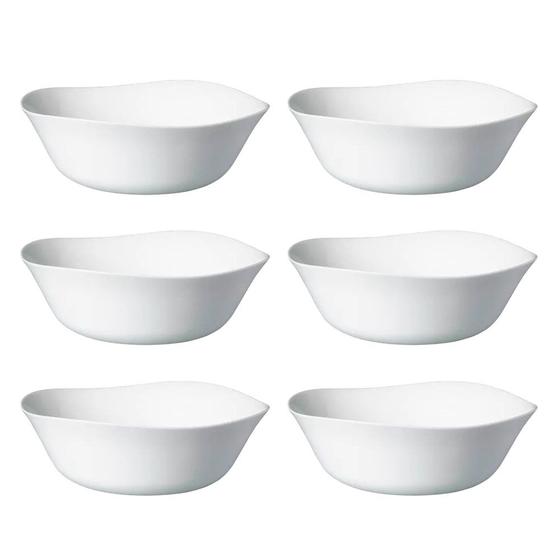 Imagem de Jogo 6 Bowl de Vidro Opalino Branco Quadrado Tigela Sobremesa 15cm Em Casa Tem