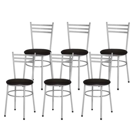 Imagem de Jogo 6 Cadeiras Para Cozinha Epoxi Cinza