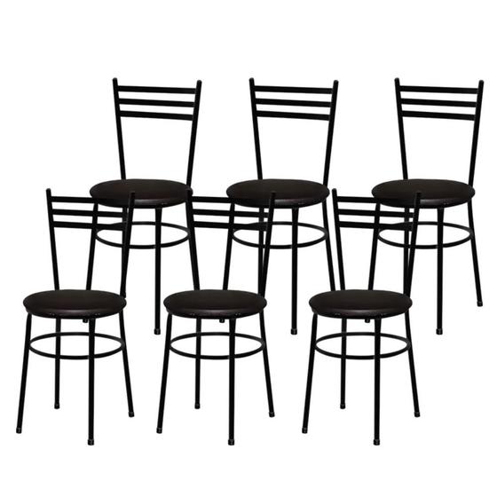 Imagem de Jogo 6 Cadeiras Para Cozinha Epoxi Preta
