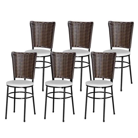 Imagem de Jogo 6 Cadeiras Para Cozinha Preta Hawai Cappuccino
