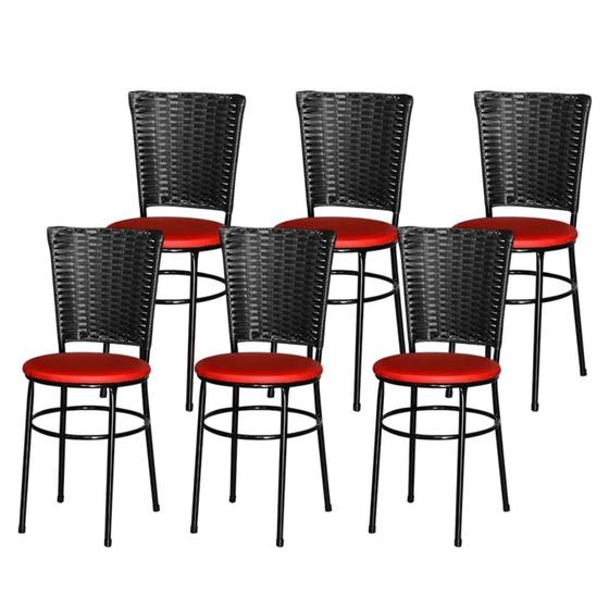 Imagem de Jogo 6 Cadeiras Para Cozinha Preta Hawai Preta