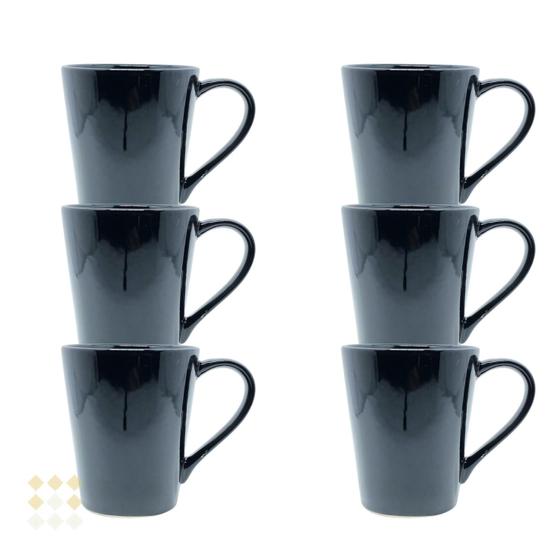 Imagem de Jogo 6 Caneca Chá Café Preto 250ml em Porcelana