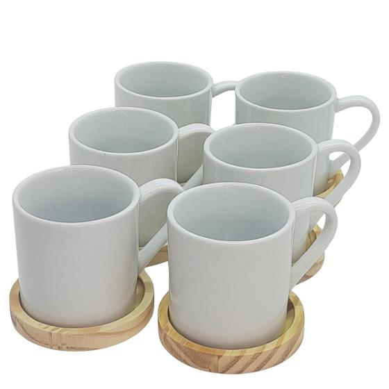 Imagem de Jogo 6 canecas 210ml c/ pires de Pinus - Porcelana branca