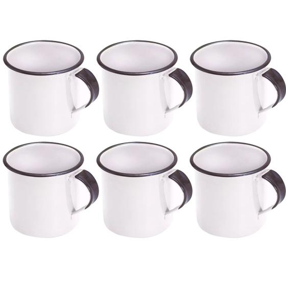 Imagem de Jogo 6 Canecas Xícaras De 70ml Chá Café Esmaltadas Cozinha