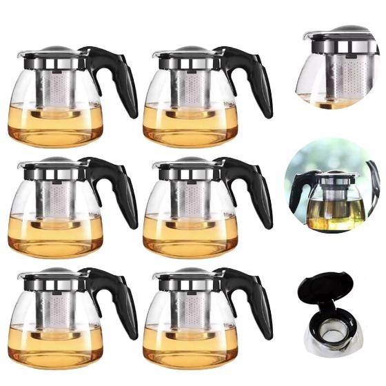 Imagem de Jogo 6 Chaleiras Com Infusor Filtro Inox Bule Chá e Café 1L