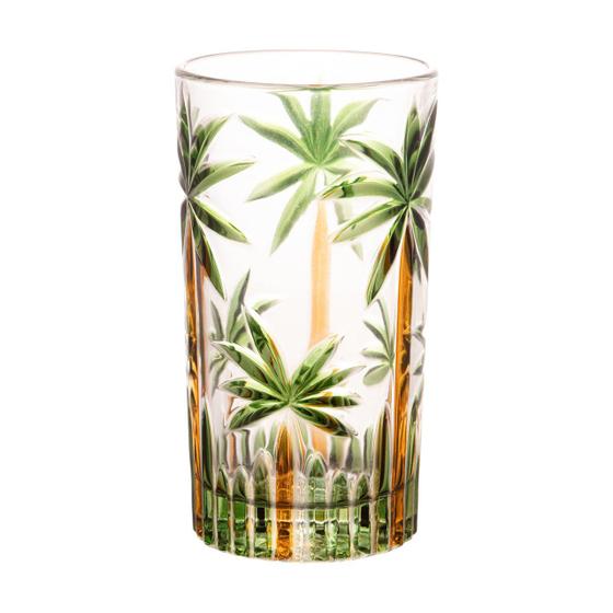 Imagem de Jogo 6 copo altos 360ml de cristal de chumbo Palm Tree Handpaint Wolff - 28149