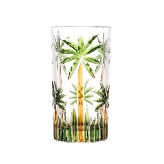 Jogo 6 Copos Altos em Cristal Palm Tree Handpaint 360ml Wolff Menor preço em Jogo 6 Copos Altos em Cristal Palm Tree Handpaint 360ml Wolff
