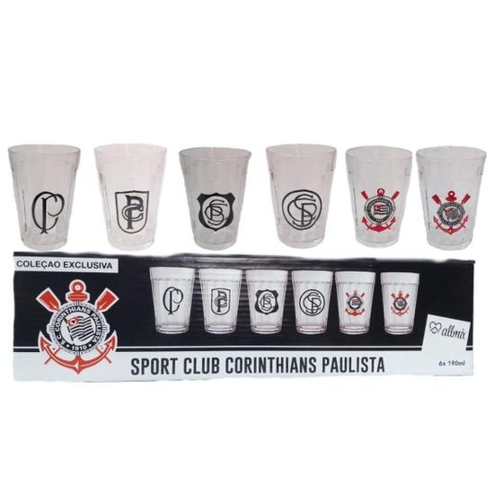 Imagem de Jogo 6 Copos Americanos Corinthians Timão 190Ml Allmix