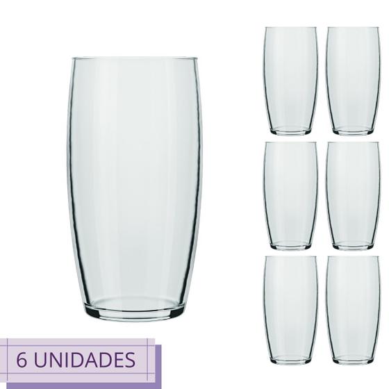 Imagem de Jogo 6 Copos Chiques 300ml Oca Drinks Vidro Mesa Posta