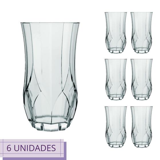 Jogo 6 Copos Chiques 360ml Opera Drinks Vidro Mesa Posta Menor preço em Jogo 6 Copos Chiques 360ml Opera Drinks Vidro Mesa Posta