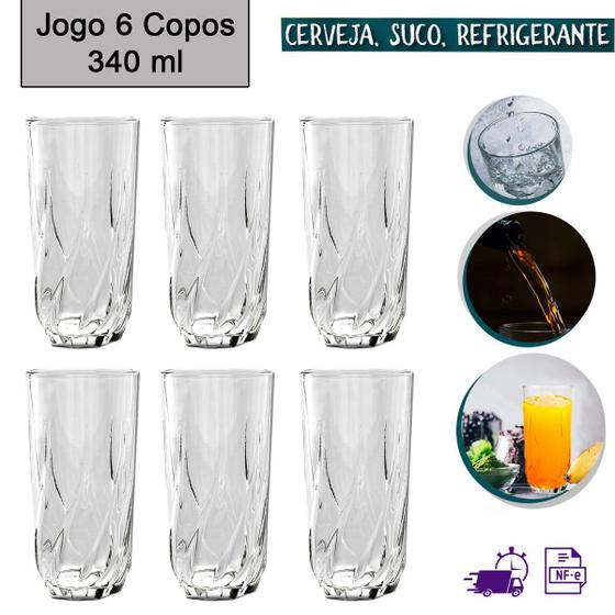 Imagem de Jogo 6 copos de vidro vienna 340ml  suco refrigerante agua