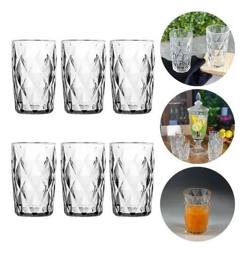 Imagem de Jogo 6 Copos Diamante Agua E Suco Diamond Grosso Resistente Cor Cristal