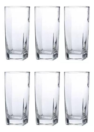 Imagem de Jogo 6 Copos Texas Quadrados em Vidro 320ml  Perfeito para Momentos Especiais Elegantes, Resistentes e Ideais para Sua Casa, Bar ou Presente