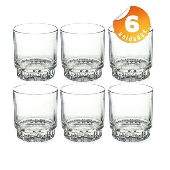 Imagem de Jogo 6 Copos Vidro Baixos Fiorde 290ml Whisky Conhaque Agua - L'Hermitage