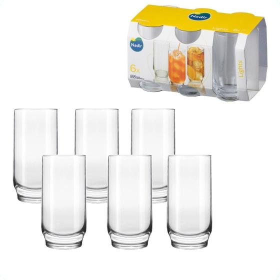 Imagem de Jogo 6 Copos Vidro Suco Refrigerante Lights 300 ml Nadir