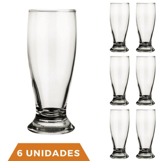 Imagem de Jogo 6 Copos Vidro Transparente Munich 200ml Chopp Bar Nadir