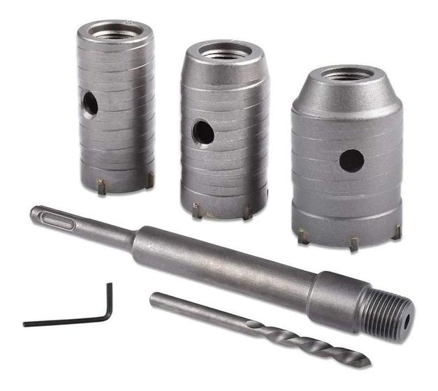 Jogo 6 Pçs Serra Copo Concreto Videa C/haste Sds Plus 250mm Menor preço em Jogo 6 Pçs Serra Copo Concreto Videa C/haste Sds Plus 250mm