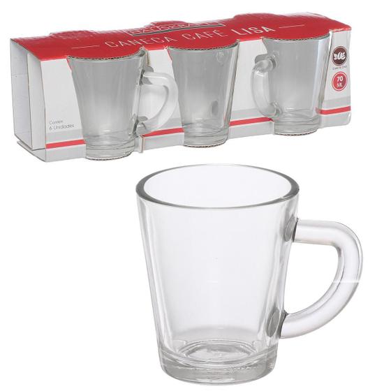 Imagem de Jogo 6 Peças Caneca Xícara Café Expresso Máquina Vidro 70 Ml