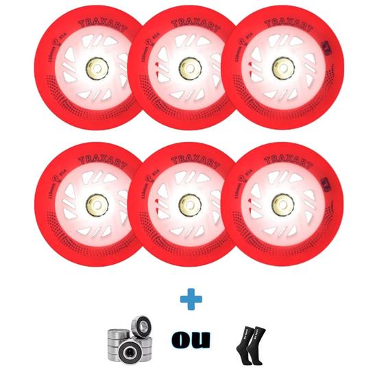 Imagem de Jogo 6 Rodas  Patins Inline Traxart Led 110mm/85A Freestyle