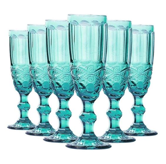 Imagem de Jogo 6 Taças Champagne Elegance Tiffany 180ml Água Suco Vinho