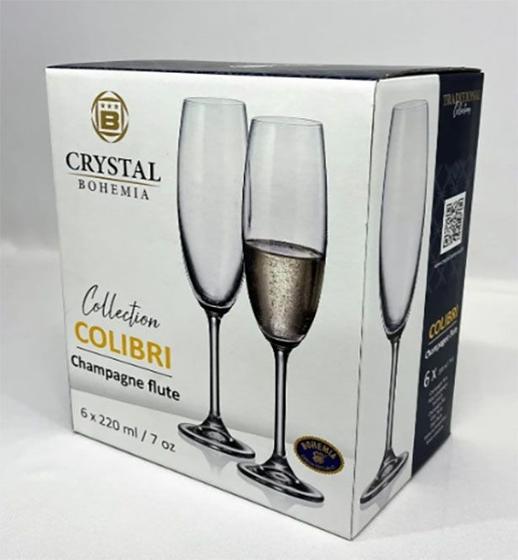 Imagem de Jogo 6 Taças Cristal Bohemia Titanium - Taça Para CHAMPAGNE 220 ML