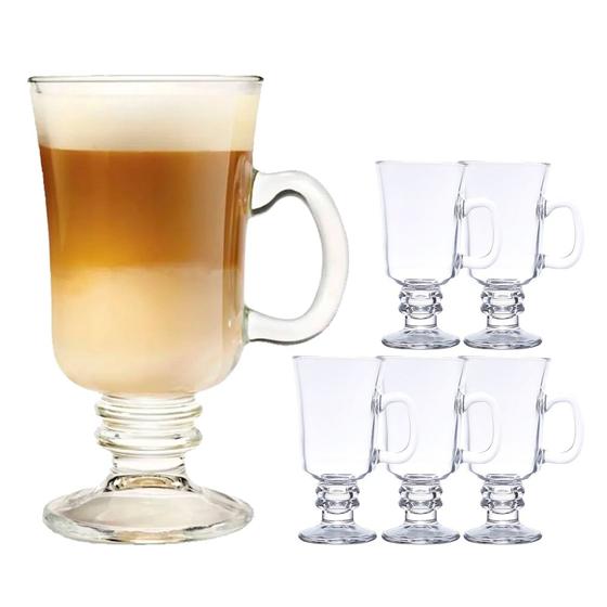 Imagem de Jogo 6 Taças de Cappuccino Café Caneca Dolce Gusto Nespresso Vidro Transparente 250ml Lyor