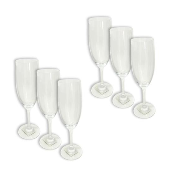Imagem de Jogo 6 Taças De Vidro Para Champagne Espumante 220ml  tradicional espessura vidro fina