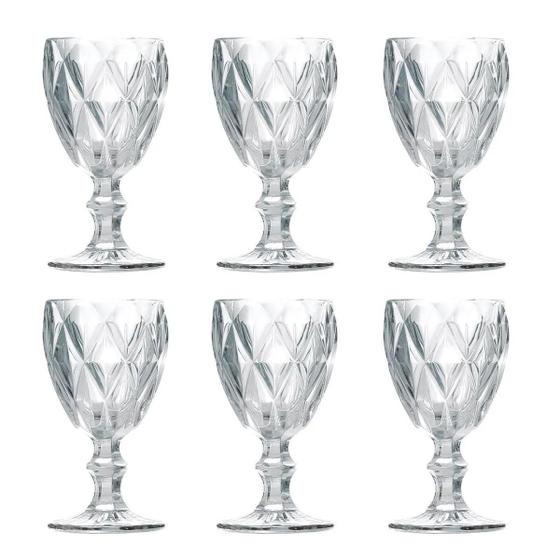 Jogo 6 Taças Modelo Diamante Transparente em Vidro - 265ML Menor preço em Jogo 6 Taças Modelo Diamante Transparente em Vidro - 265ML