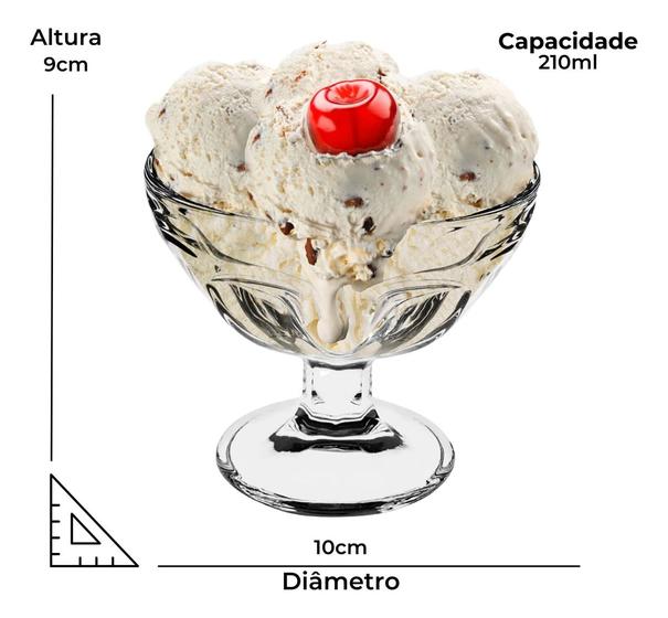 Imagem de Jogo 6 taças p/ sobremesa sorvete pudim 210ML vidro transp.