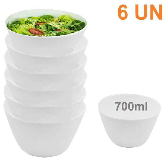 Jogo 6 Tigela Cumbuca Redonda Melamina Branca 700ml Atacado Menor preço em Jogo 6 Tigela Cumbuca Redonda Melamina Branca 700ml Atacado