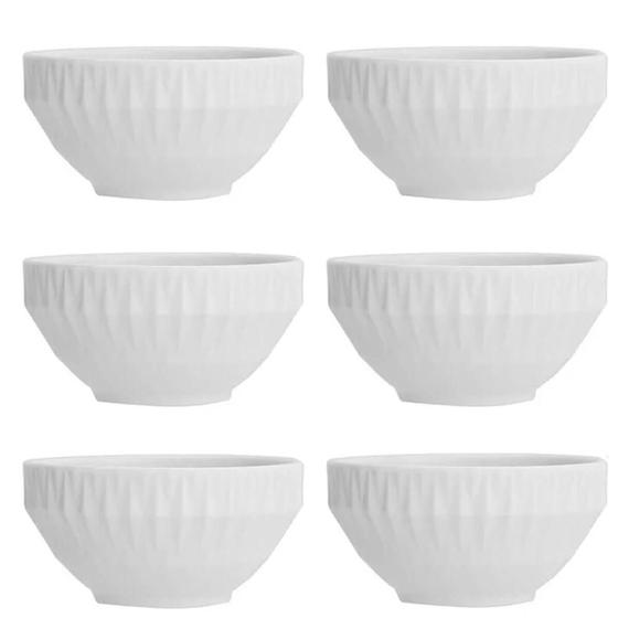 Imagem de Jogo 6 Tigelas Pequenas Porcelana Bowl Diamante 400ml 12,5cm Germer Branca Cereal